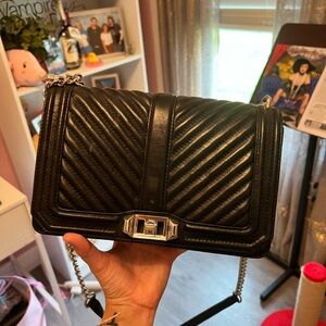 Rebecca Minkoff Black Crossbody Bag with Quilted Design and Gold Hardware